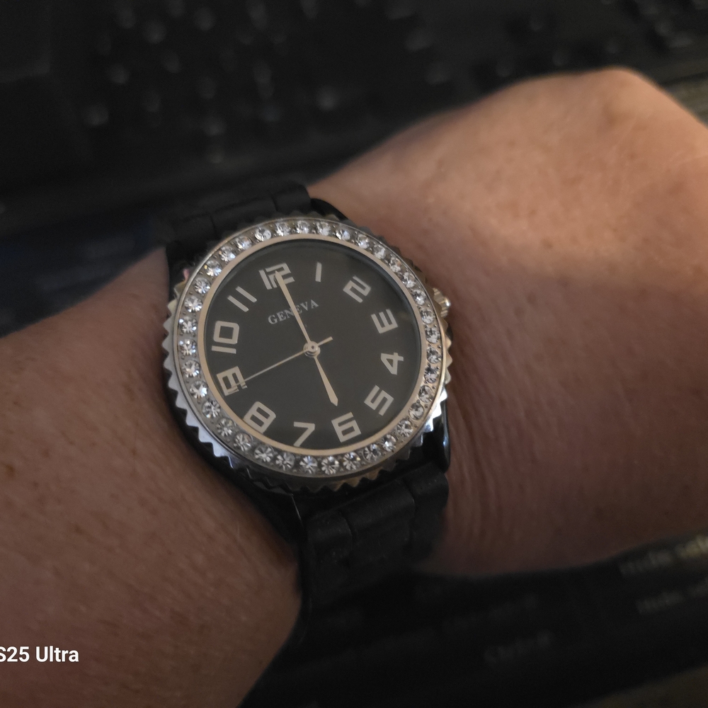 Geneva Black and Silver Women's Watch